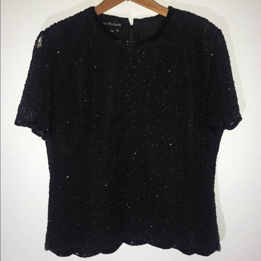 New with tags black beaded dress top.